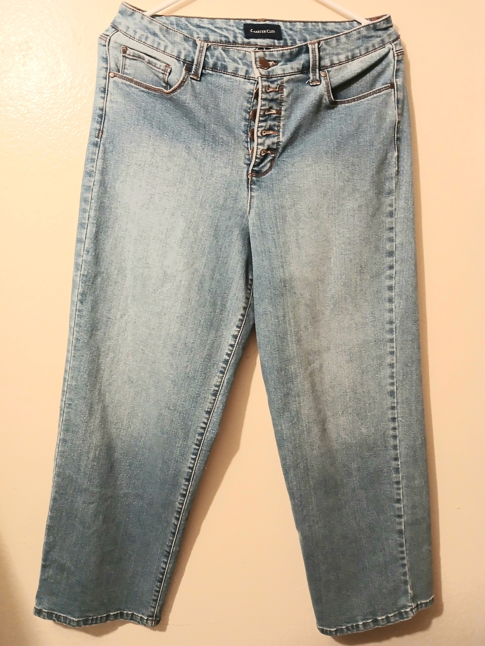 Charter Club Light Wash Straight-Leg Button-Fly Jeans